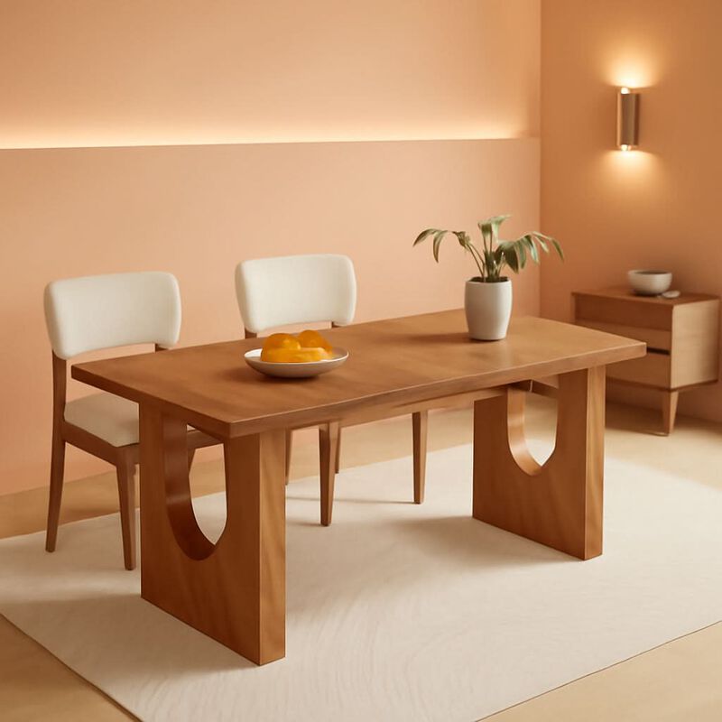 ShipItFurniture 71" Dining Table Rustic Brown Wood Pedestal image number 1