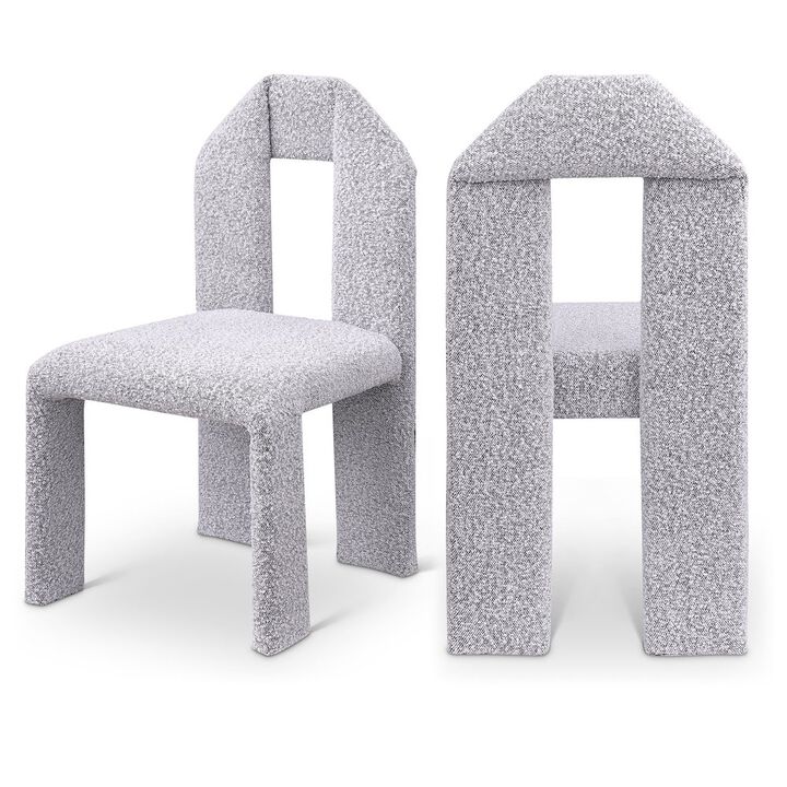 Meridian Furniture Bennett Grey Boucle Fabric Dining Chair, Set of 2