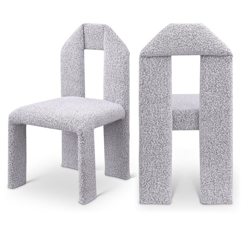 Meridian Furniture Bennett Grey Boucle Fabric Dining Chair, Set of 2