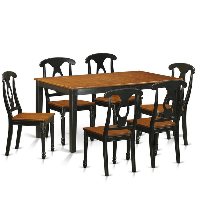 7 PC Kitchen Table set-Dining Table and 6 Wooden Dining Chairs