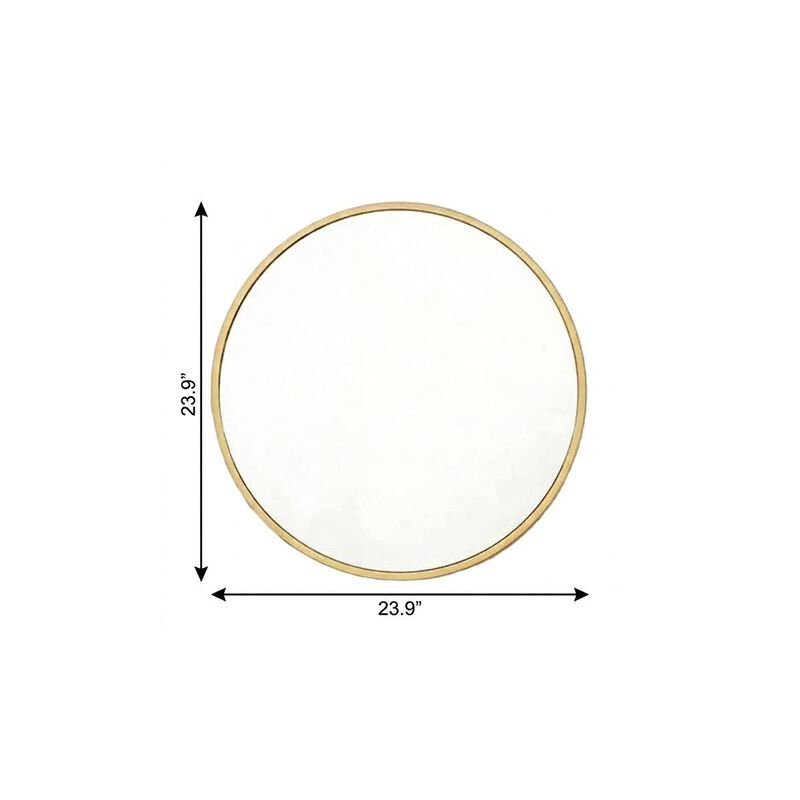 HomeRoots 24" Gold Aluminum Round Framed Accent Mirror image number 3