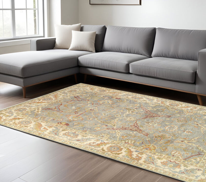 HomeRoots Wool Oriental Hand Knotted Area Rug
