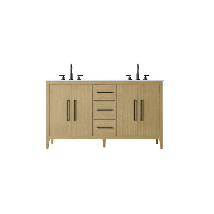 Elegant Kitchen and Bath 60 Inch Double Bathroom Vanity In Honey Brown