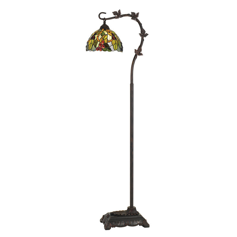 HomeRoots 61" Bronze Floor Lamp With Green And Yellow Glass Dome Shade image number 0