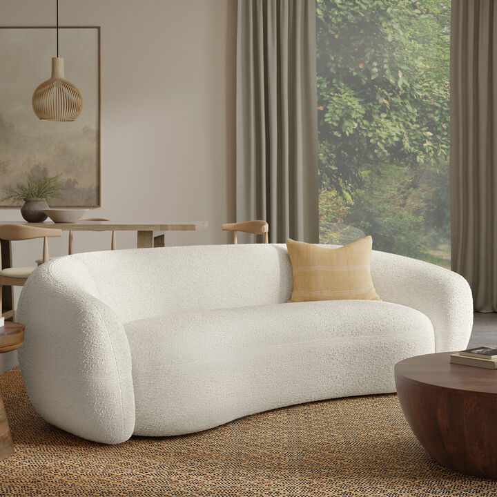 Sherri 89 inch Wide Contemporary Sofa in Vanilla Cream Boucle Performance Fabric