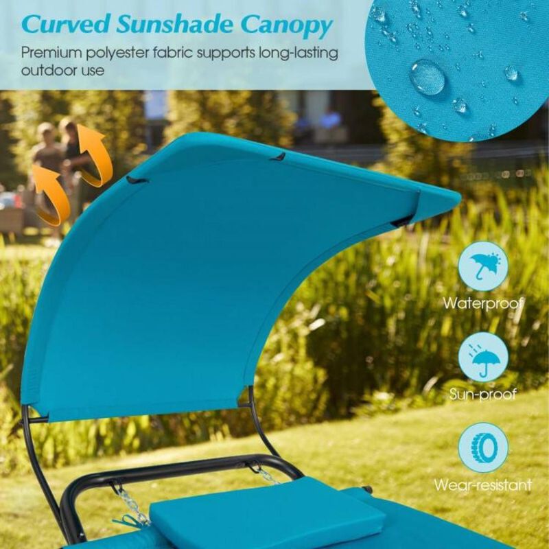 Outdoor Hammock Chaise Lounge Chair Cot with Canopy and Storage Bag for Shaded Comfort and Convenient Relaxation
