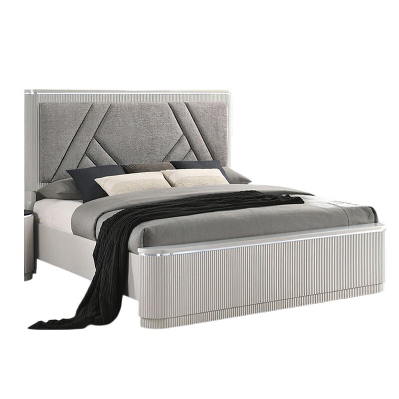 Queen Bedroom Set, Gray, Silver Wood, 2 Piece Set with Nightstand image number 2