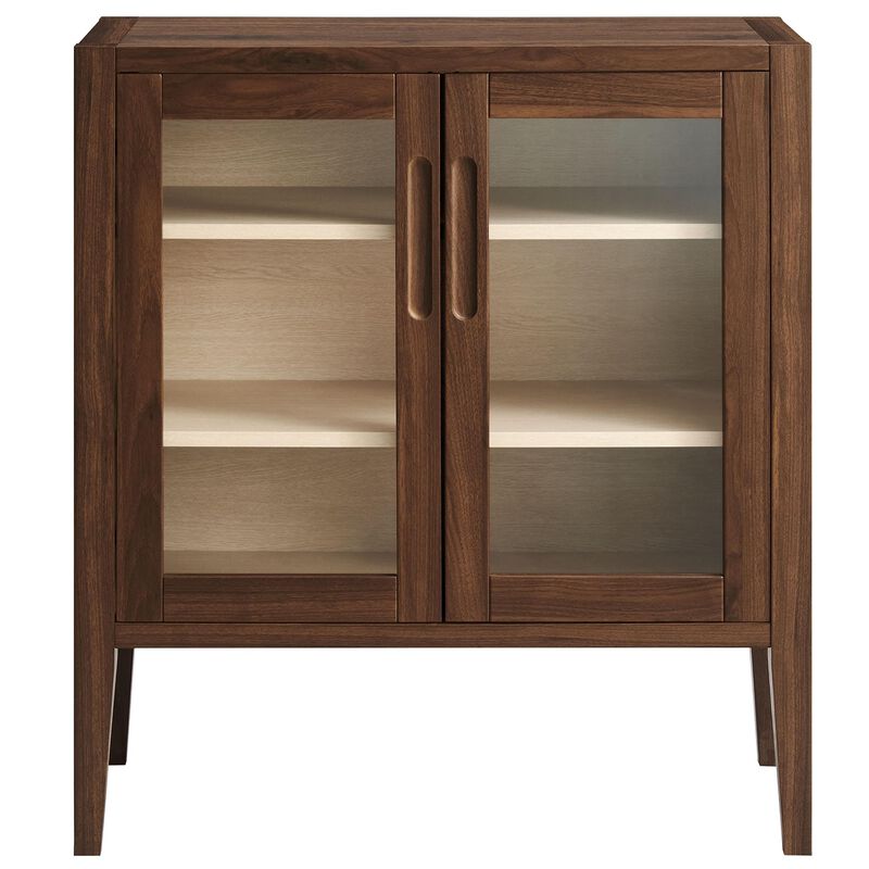 Modway Nell 36 Inch Accent Storage Cabinet in Walnut &ndash; Tea/Coffee Small Buffet Cabinet with Shelves for Living Room, Hallway, or Entryway image number 6