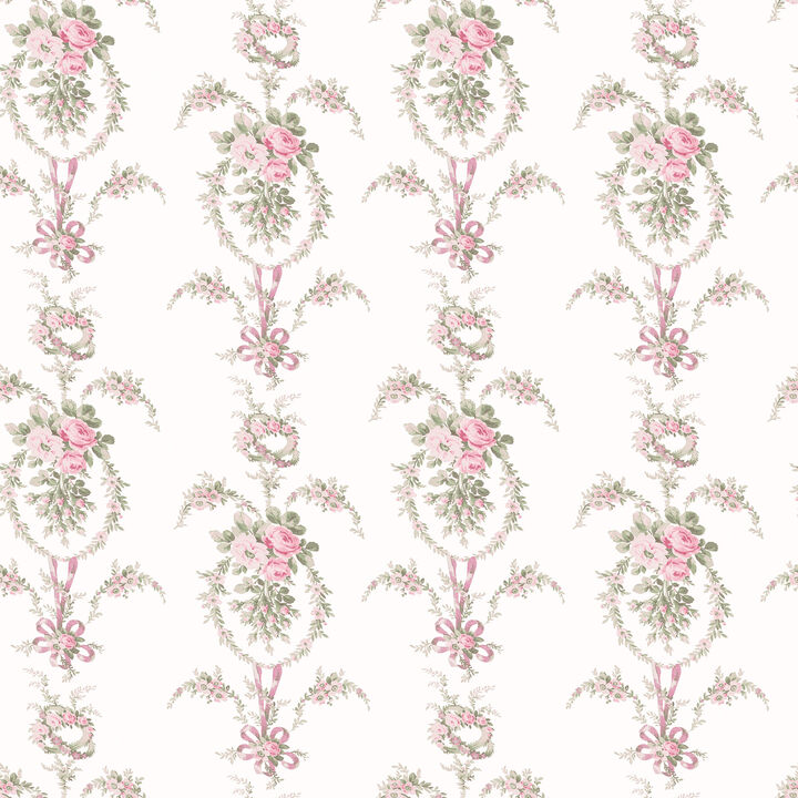 Rose Cheeks Party Pink Floral Cluster Wallpaper