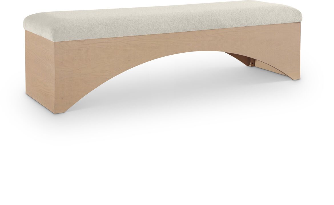 Meridian Furniture Lawson Cream Velour Fur Fabric Bench
