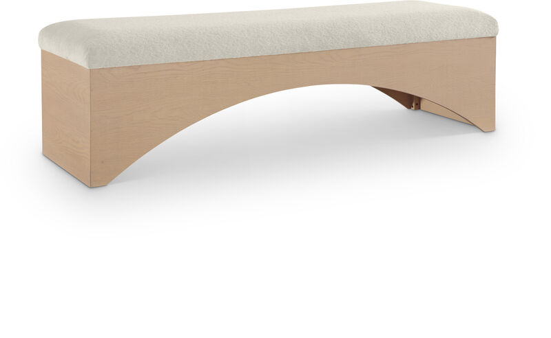 Meridian Furniture Lawson Cream Velour Fur Fabric Bench