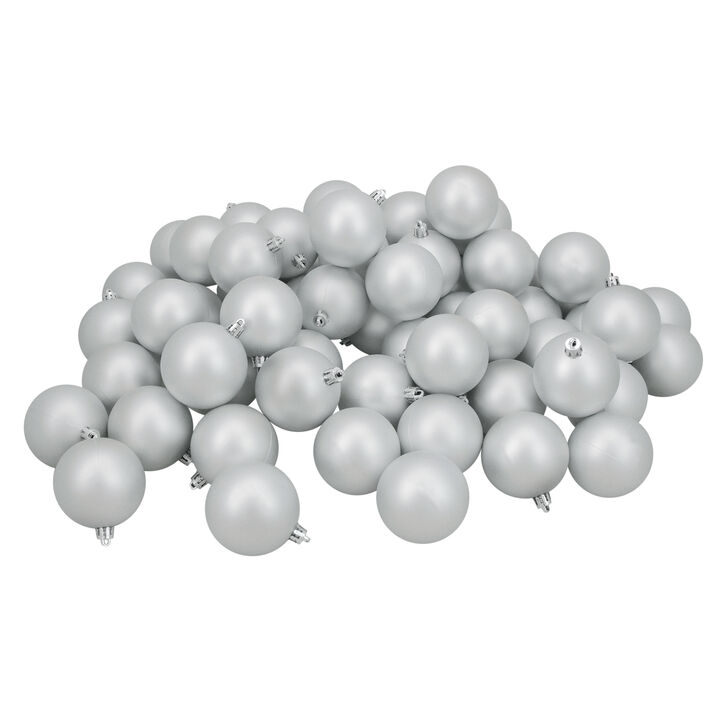 60ct Silver Shatterproof Matte Christmas Ball Ornaments 2.5" (60mm)