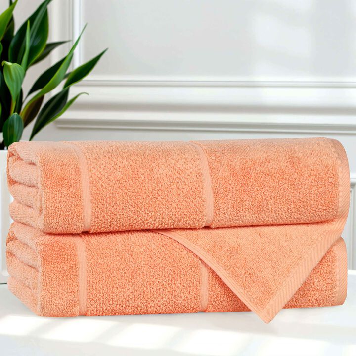 Set of 2 Solid Viscose Cotton Blend Bath Towels Absorbent Soft