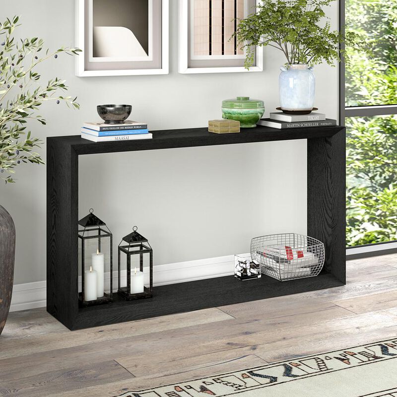 Hudson&Canal Osmond 55 Wide Rectangular Console Table in Black Grain