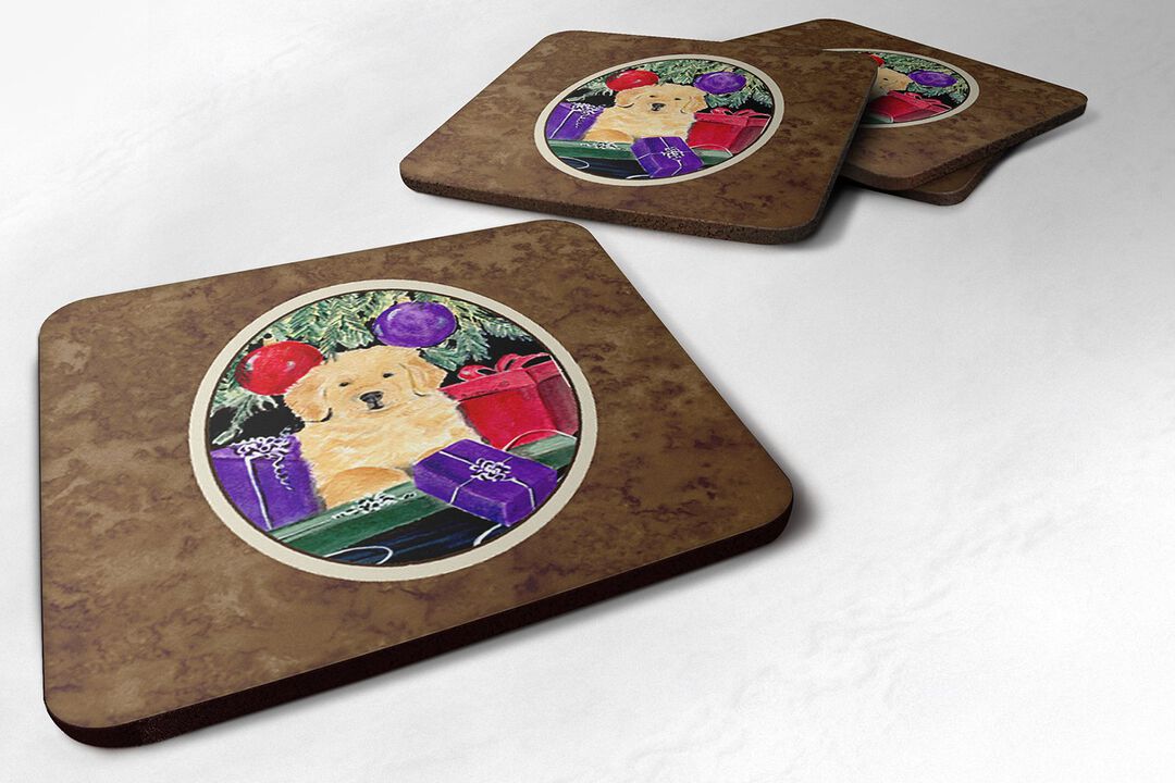 Caroline's Treasures SS8581FC Golden Retriever Foam Coasters (Set of 4), 3.5 H x 3.5 W, Multicolor