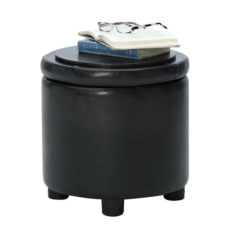 Convience Concept, Inc. Designs 4 Comfort Round Accent Storage Ottoman with Reversible Tray Lid