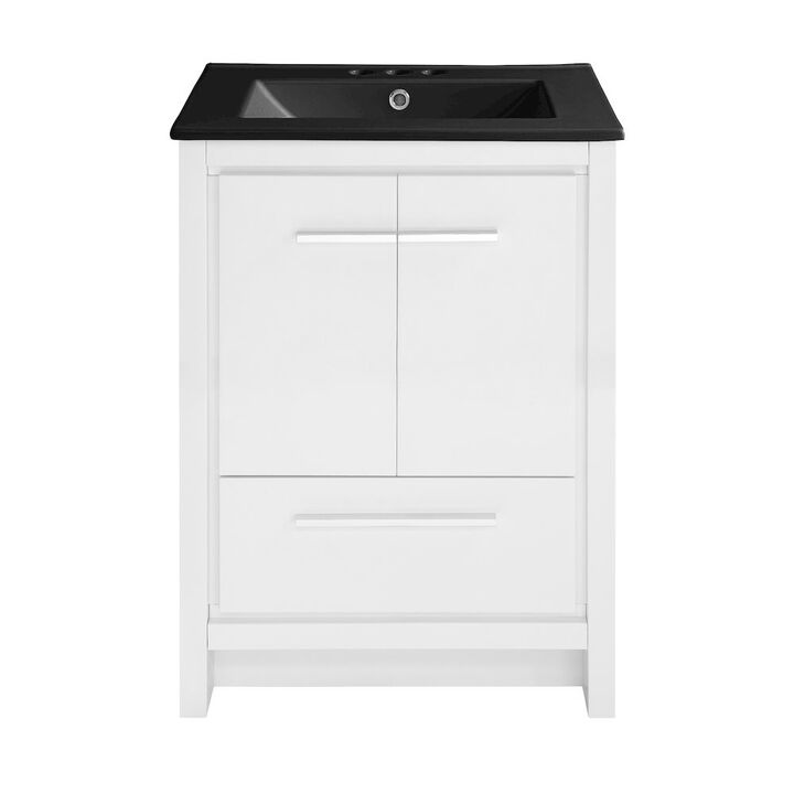 Virage 24 in. White Bathroom Vanity with 3-Hole Ceramic Sink Top