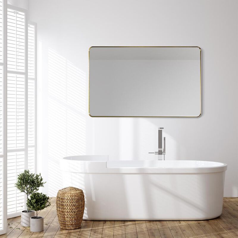 Altair Nettuno 48 Rectangle Bathroom/Vanity Brushed Gold Aluminum Framed Wall Mirror