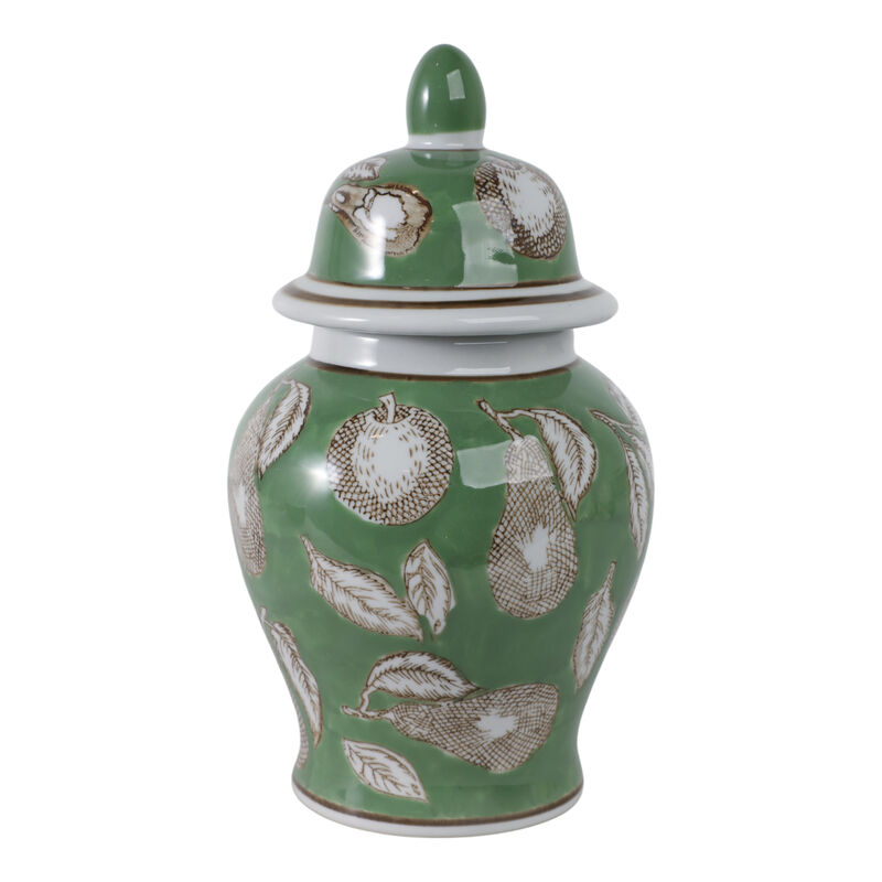 10x6" Pears & Twigs Temple Jar, Green/brown image number 3
