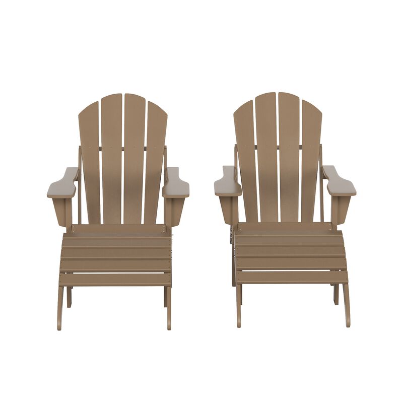 WestinTrends 4-Piece Folding Adirondack Chair With Footrest Ottoman Set