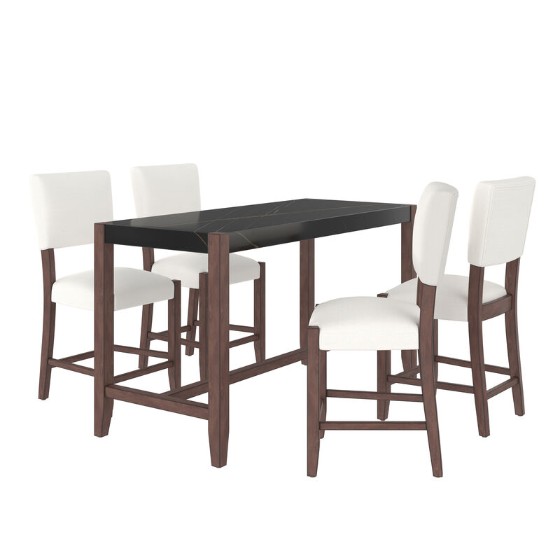 Merax Mid-Century Modern 5-Piece Bar Height Dining Set