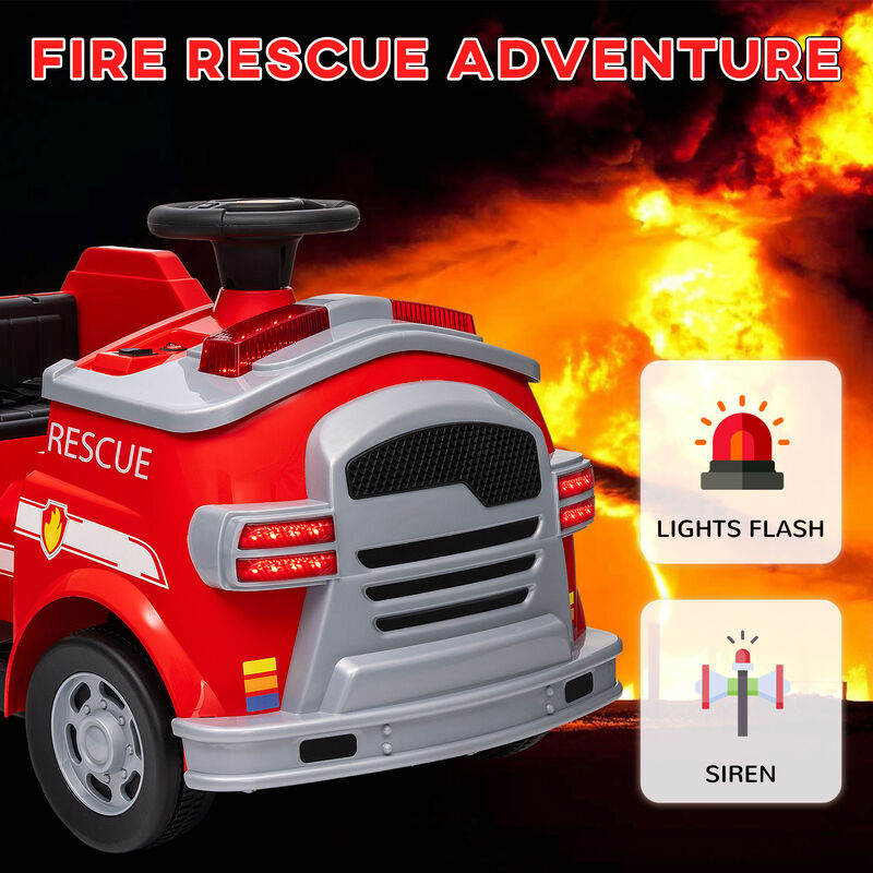 BreeBe 12V Ride on Fire Truck with Siren, Flashing Lights Fire Extinguisher, Soft Start, Horn Music image number 3