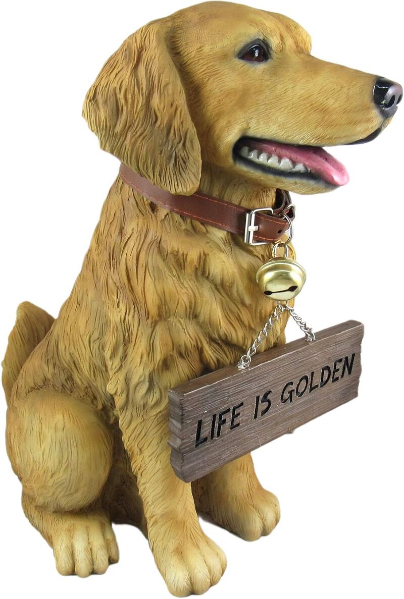 Harley the Golden Retriever Dog Realistic Lifelike Statue with Reversible Sign image number 5
