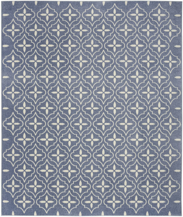 HomeRoots 6' X 9' Blue And Ivory Geometric Indoor Outdoor Area Rug
