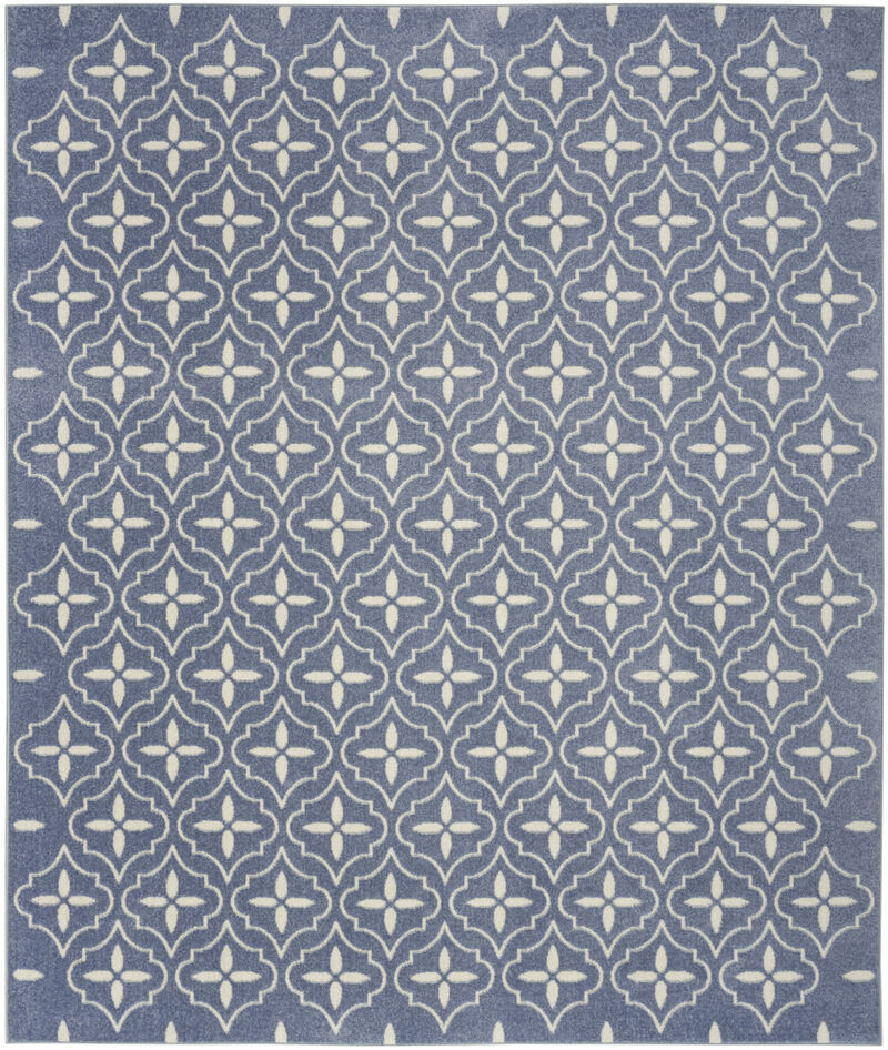 HomeRoots 6' X 9' Blue And Ivory Geometric Indoor Outdoor Area Rug image number 0
