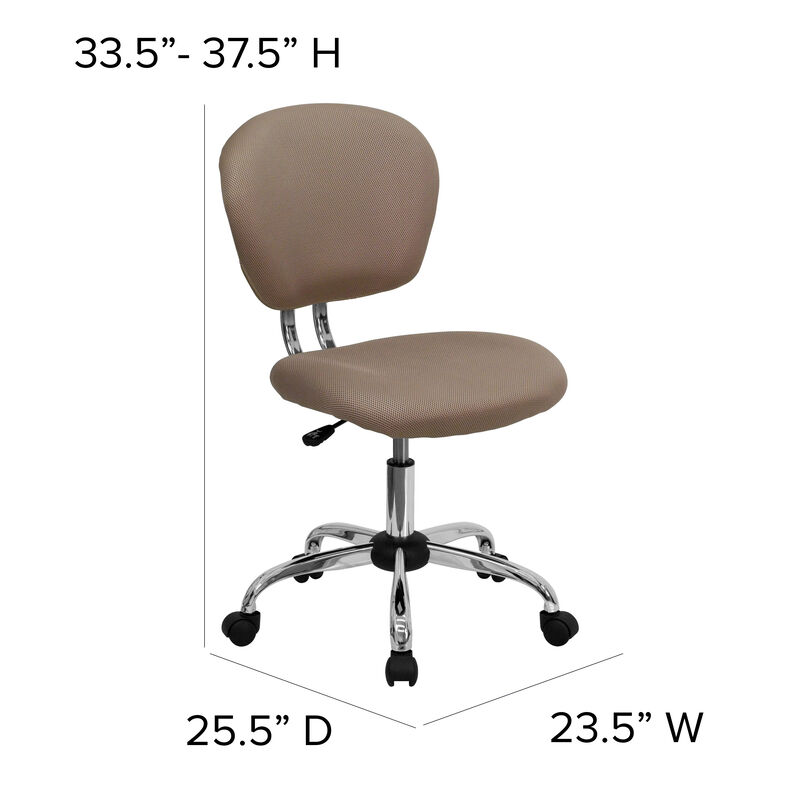 Beverly Mid-Back Coffee Brown Mesh Padded Swivel Task Office Chair with Chrome Base image number 6