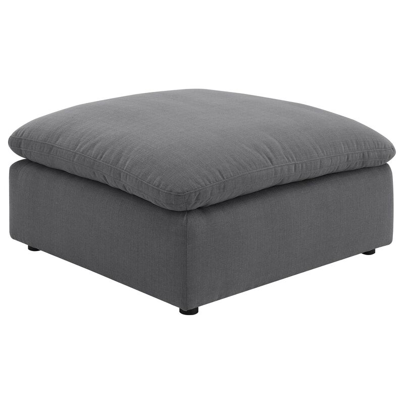 Hobo Square Ottoman, Charcoal Gray Fabric, Foam Cushions, 40 Inch - Benzara