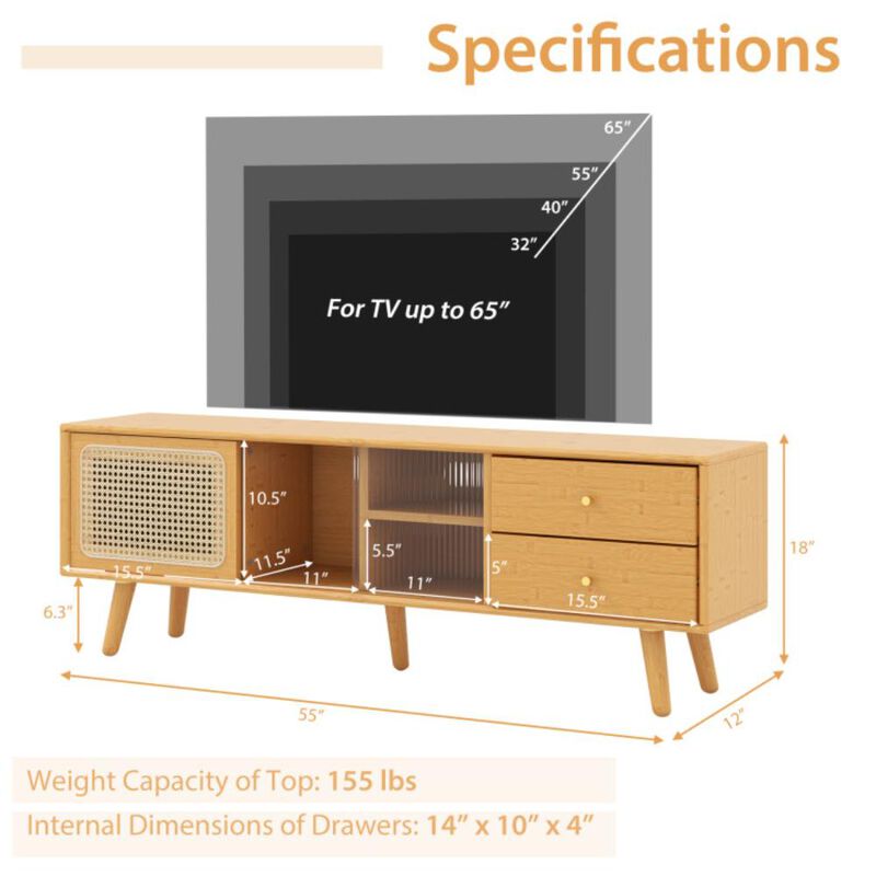 Hivvago Bamboo TV Stand for TV