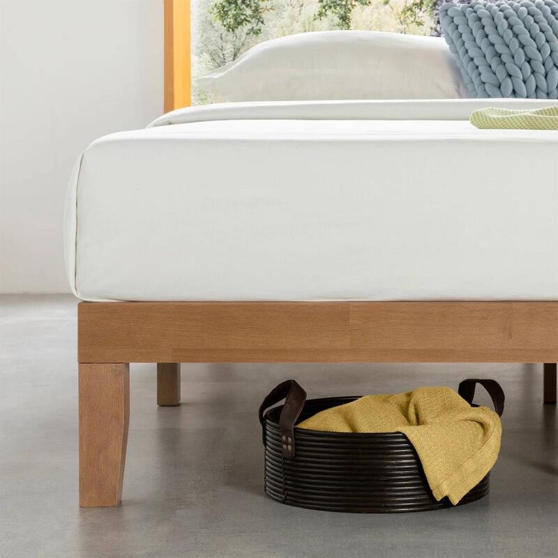 Hivvago California King size Solid Wood Platform Bed Frame in Natural Wooden Finish