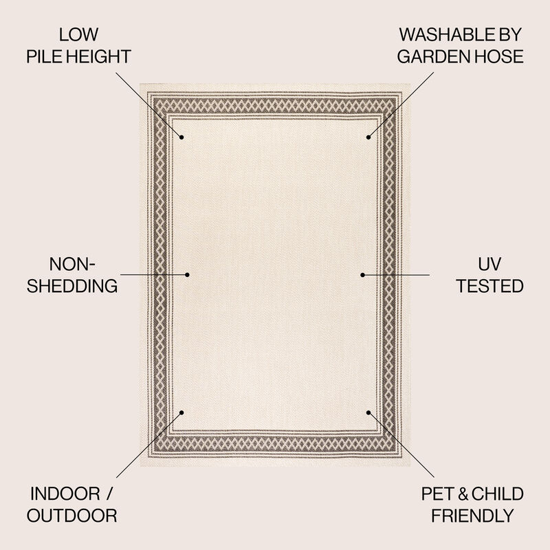 Lucia Classic Diamond Border Indoor/Outdoor Area Rug