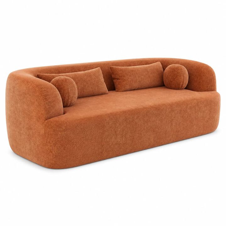 GOODSILO 86" Curved Cloud Couch Chenille Upholstered 3-Seater Boneless Sofa with Pillows, High-Density Foam
