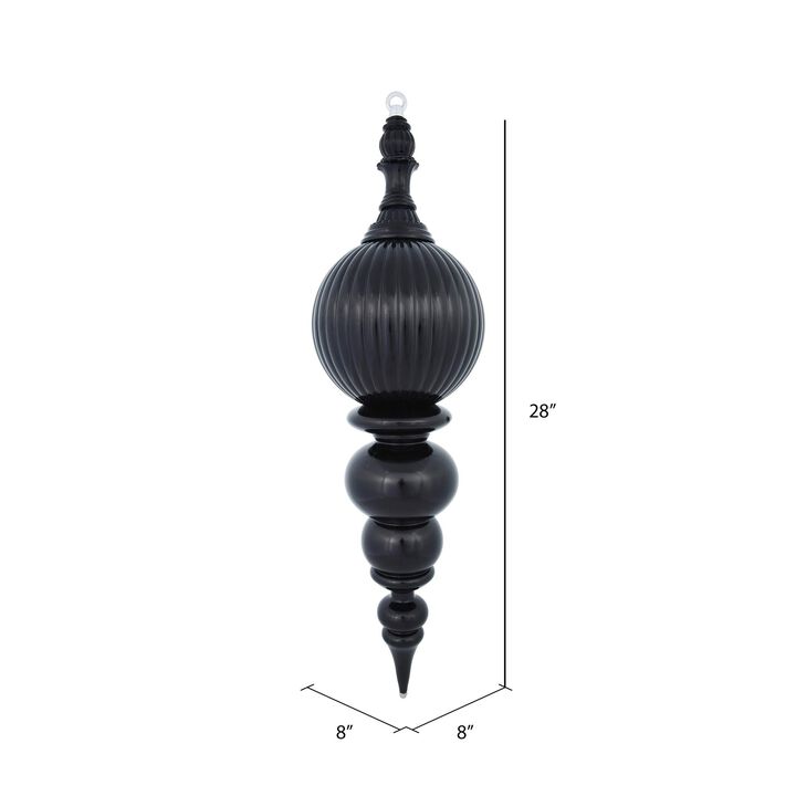 Vickerman 28" Shiny Finial Christmas Ornament, Shatterproof Plastic, Holiday Christmas Tree Decoration, Black