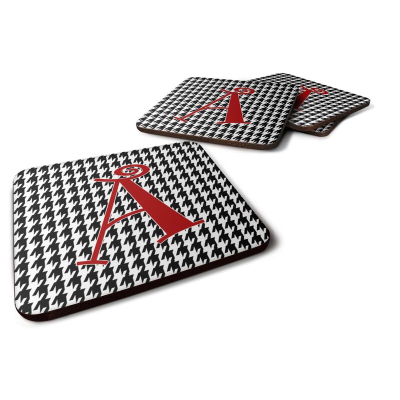 Caroline's Treasures CJ1035-AFC Letter A Monogram-Houndstooth Foam Coasters (Set of 4), 3.5 H x 3.5 W, Multicolor