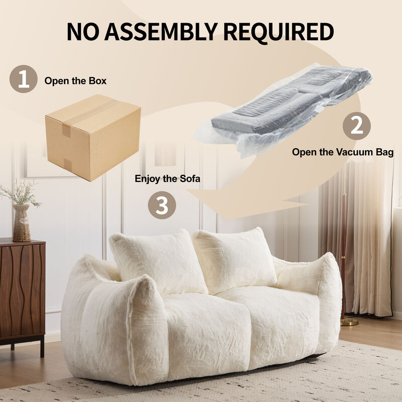 Whisen Giant Bean Bag Couch Ultra Soft Fluffy Loveseat Oversized Chase Lounge Chair with Pillows image number 8