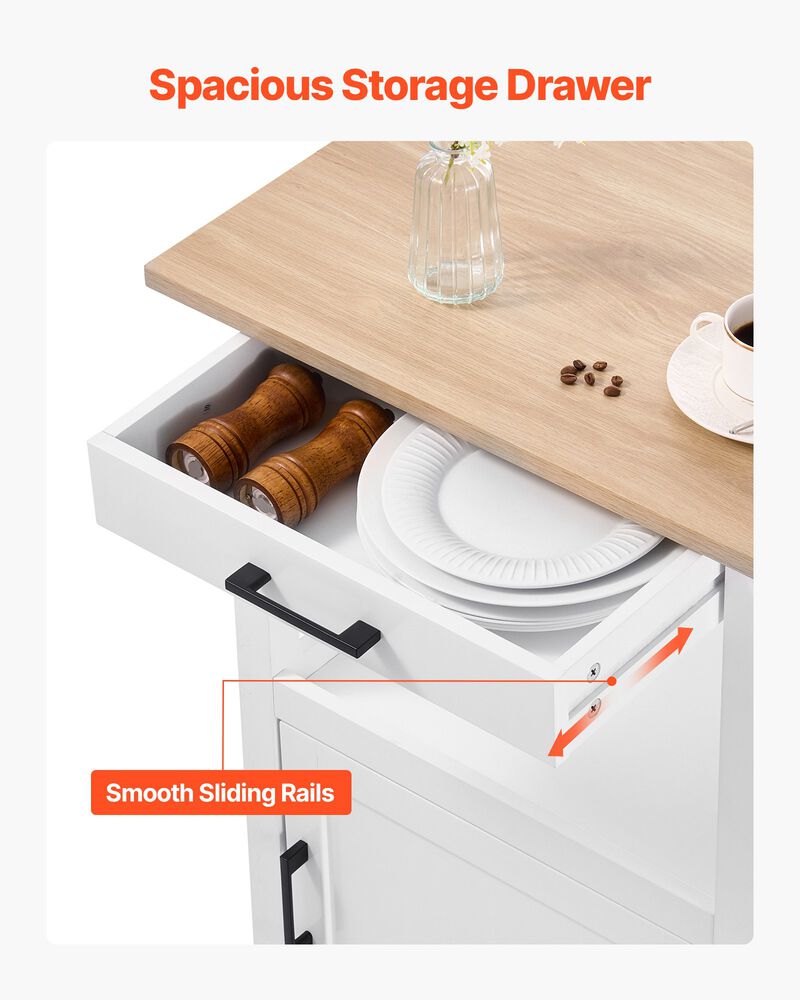 Kitchen Island Cart with Cabinet & Drawer &ndash; Mobile Table with Towel Rack, Hooks & Swivel Wheels image number 3