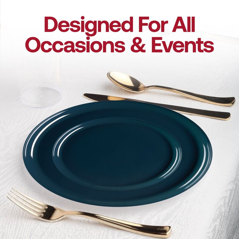Navy Flat Round Plastic Dinnerware Value Set (40 Sets) image number 7