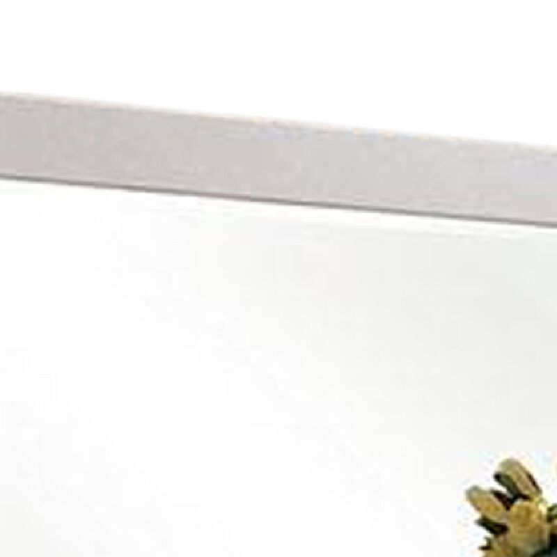 Gely Dresser Mirror, 46 Inch Glossy White Lacquer, Solid Wood Frame