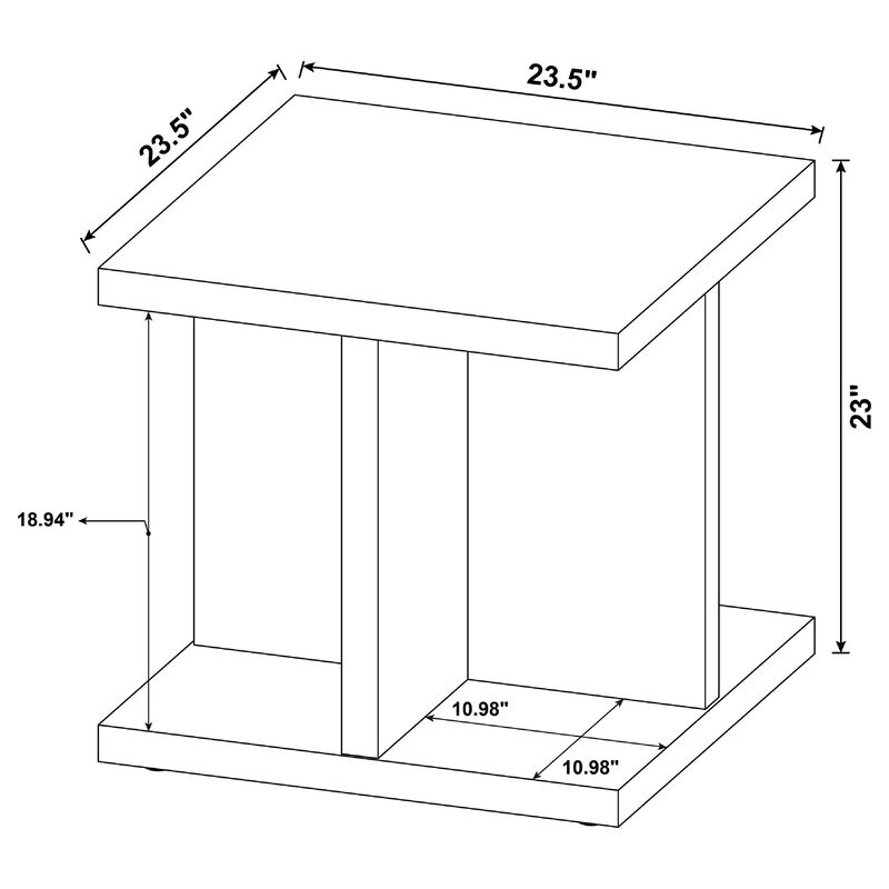 Chet Square End Table with Open Cube Base, Mango Finish Wood 24 Inch image number 7