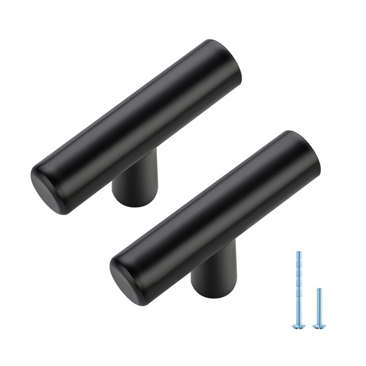 5 Pack 2 Inch Length Kitchen Cabinet Handles with Single Hole Matte Black Cabinet Pulls Stainless Steel Drawer Pulls,Cabinet Kno