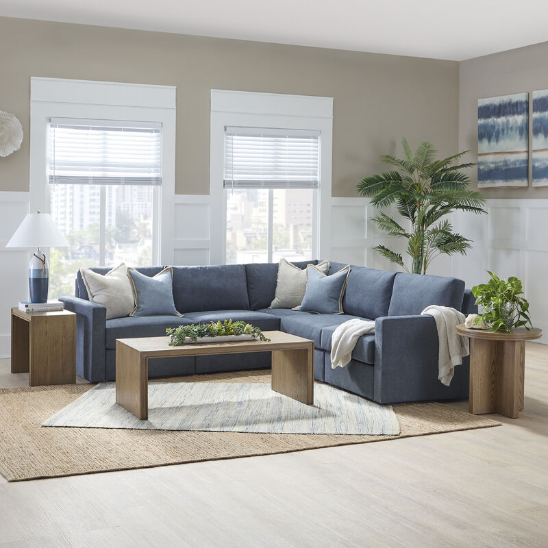 Flex Denim 5-Seat Sectional with Standard Arm