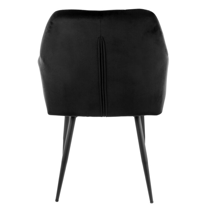 Elama 2 Piece Velvet Tufted Accent Chair in Black with Black Metal Legs