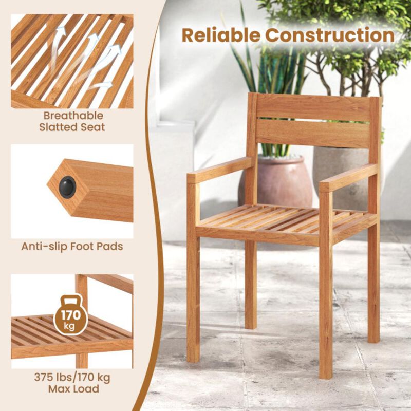 Hivvago Outdoor Patio Dining Teak Wood Armchair