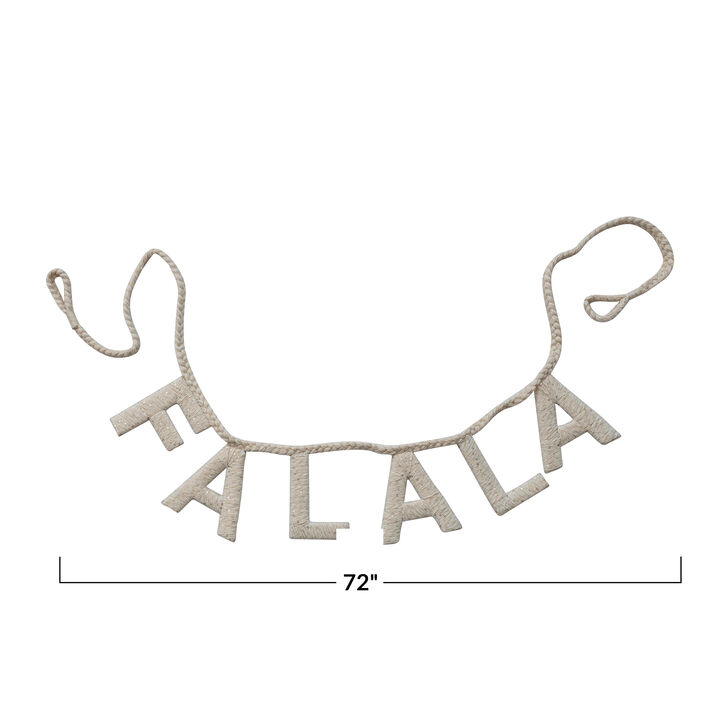 Handmade Cotton Blend Braided Holiday Garland with Sequins "FALALA", Natural