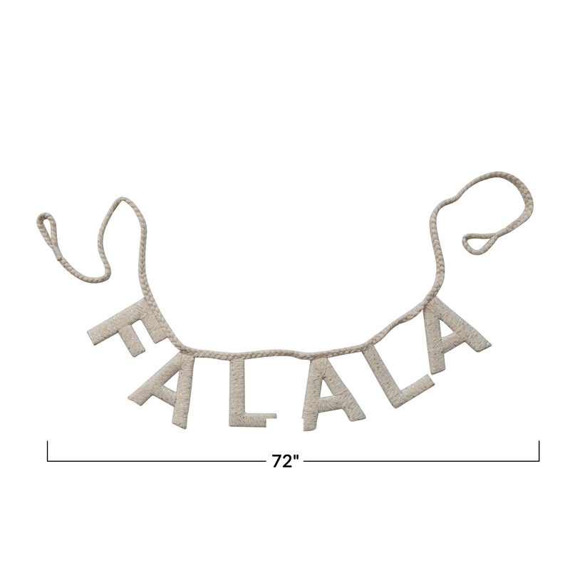 Handmade Cotton Blend Braided Holiday Garland with Sequins "FALALA", Natural image number 1