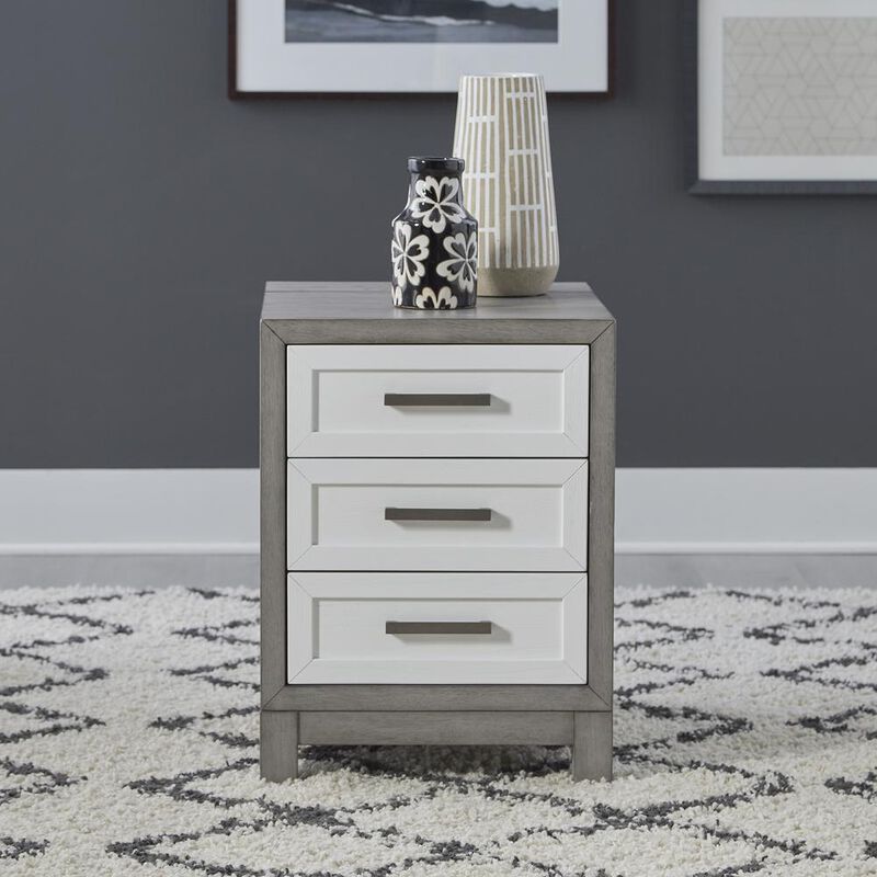 Liberty Furniture 3 Drawer Chairside Table Contemporary White in Two-Tone Shell White image number 1