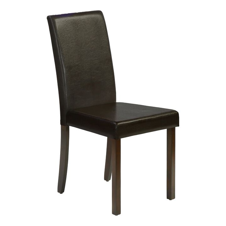 Monarch Specialties I 1303 - Chair, Set Of 2, Side, Upholstered, Kitchen, Dining, Brown Leather Look, Brown Wood Legs, Transitional